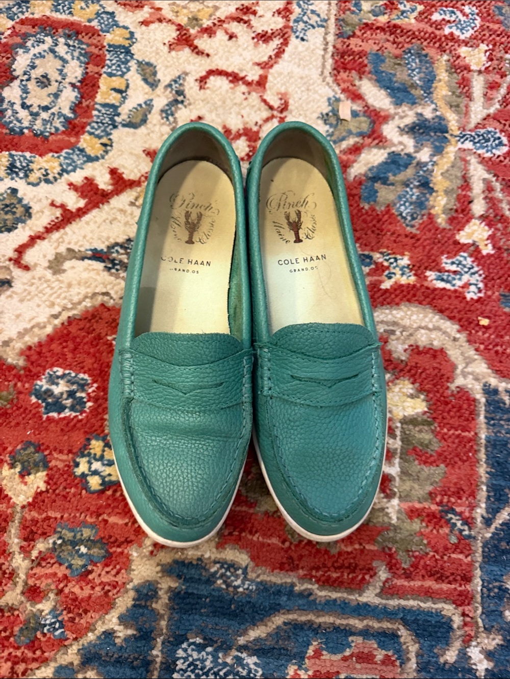 Cole Haan Green Leather Penny Loafers